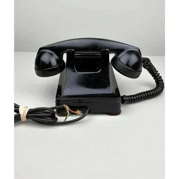 Vintage 1940s Western Electric FIW F1W Black Rotary Desktop Telephone Black USA - Picture 5 of 13